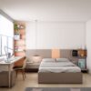 Dormitorio juvenil diseñado con una cama grande de 135,con cajones de almacenaje,mesa de estudio y estantería