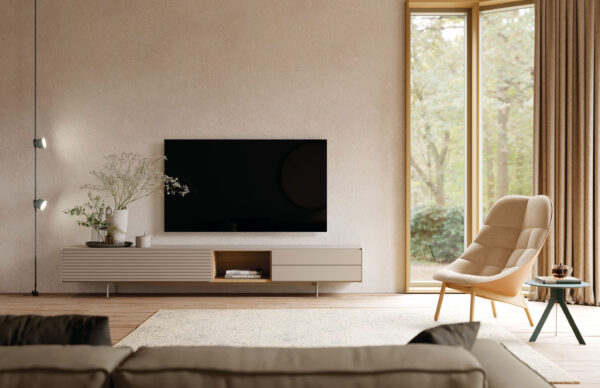 mueble de salon moderno minimalista compuesto por un bajo y patas