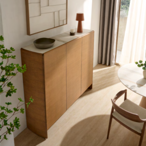 aparador madera alto con tapa porcelanica