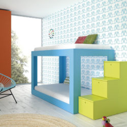 Litera con cama nido personalizable Tier Color escalera Azul Fiordo