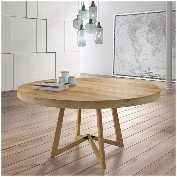 mesa de comedor redonda extensible de madera