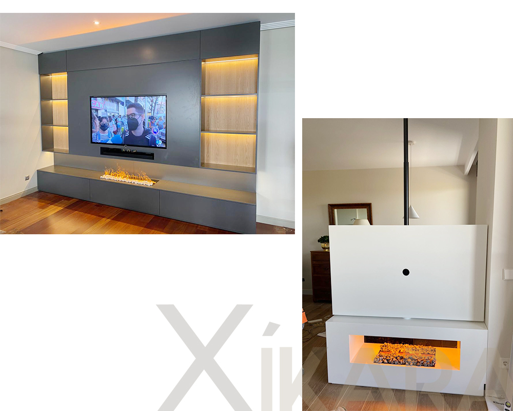 Mueble de salón moderno con chimenea y luz - Xíkara