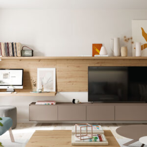 mueble de tv con escritorio incorporado