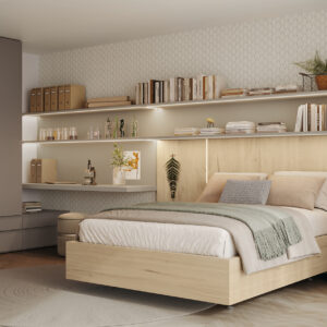 Dormitorio de matrimonio con zona de trabajo