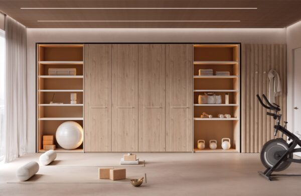 Armario con puertas y estanterías