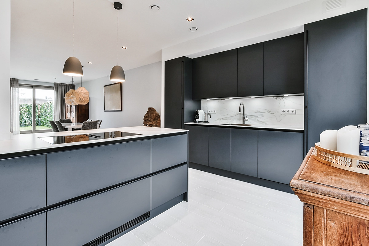 cocina en color azul tendencia