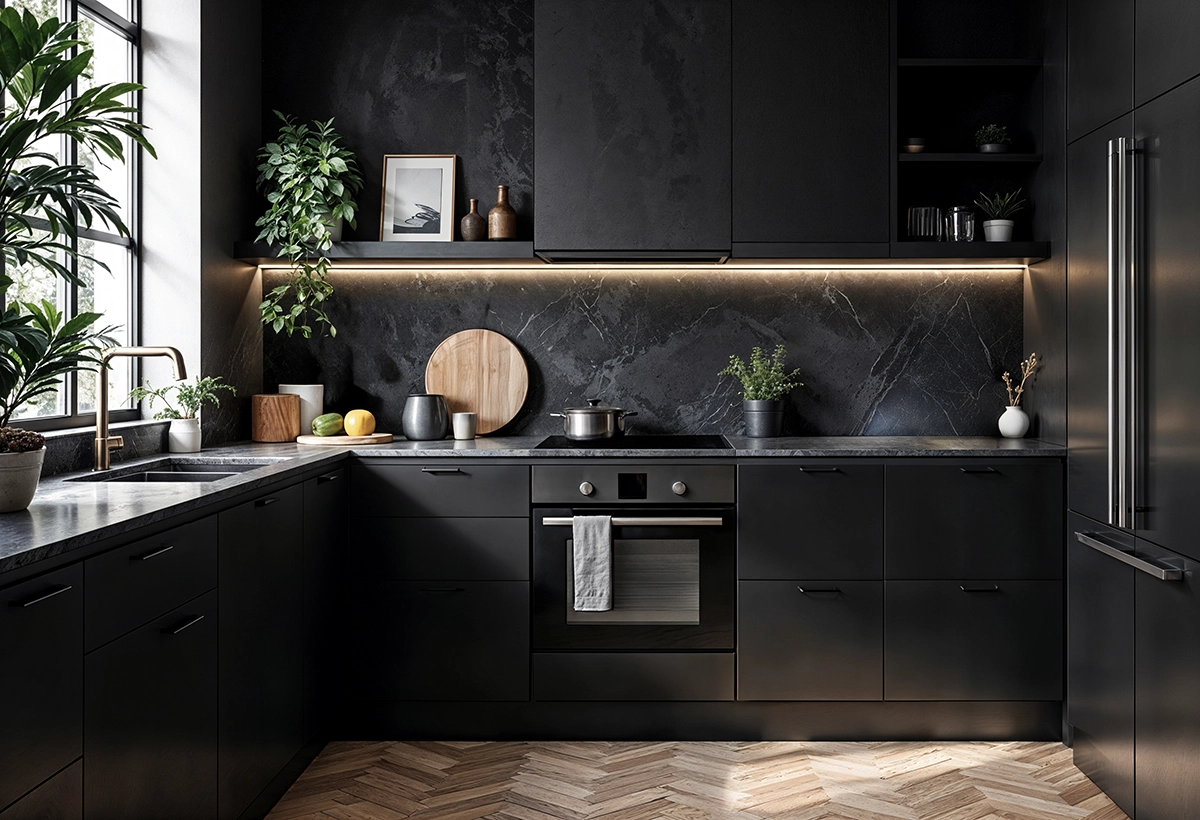 cocina en color negro tendencia