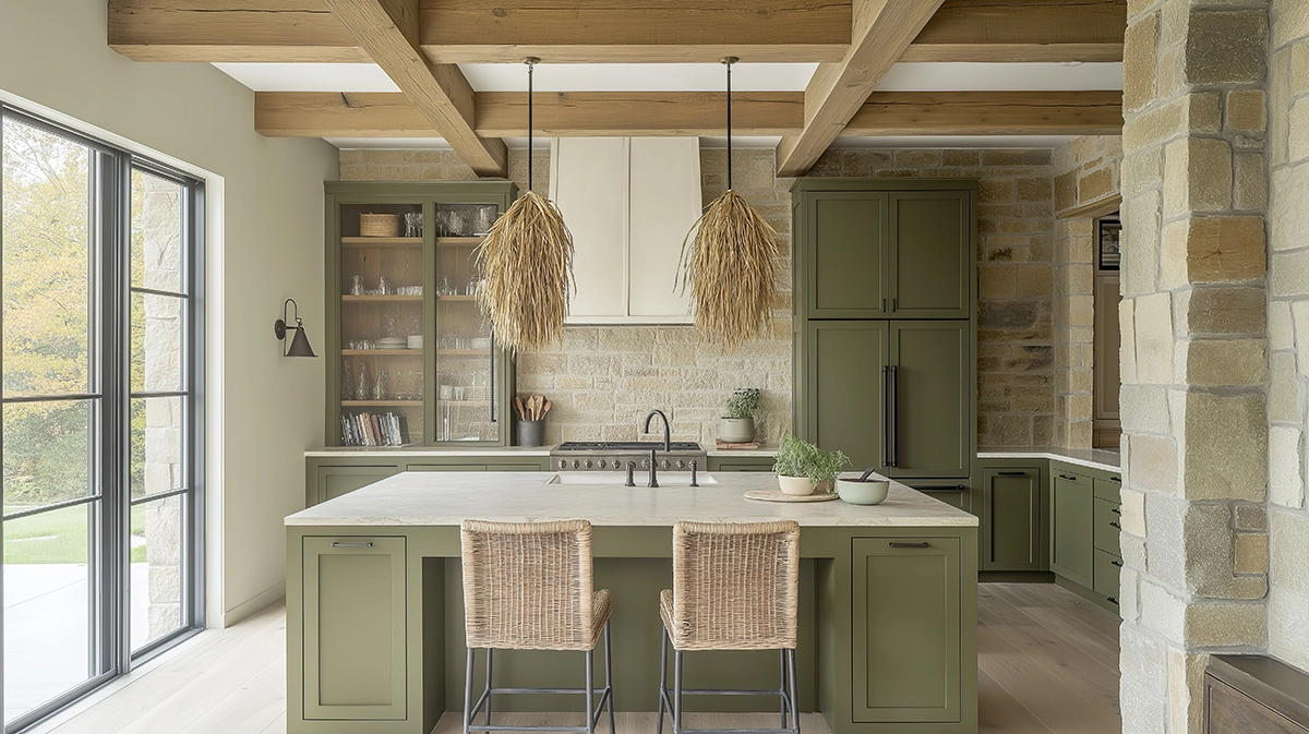 cocina en color verde tendencia
