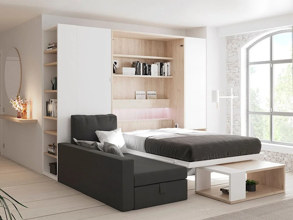 ejemplo de cama abatible con sofá