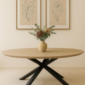 Mesa de comedor ovalada tapa de madera