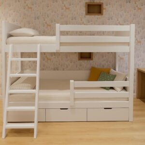 Litera lacada con 2 camas y cajones