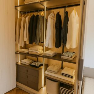 Interior de armario con luz