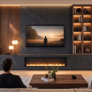 mueble tv moderno con luz